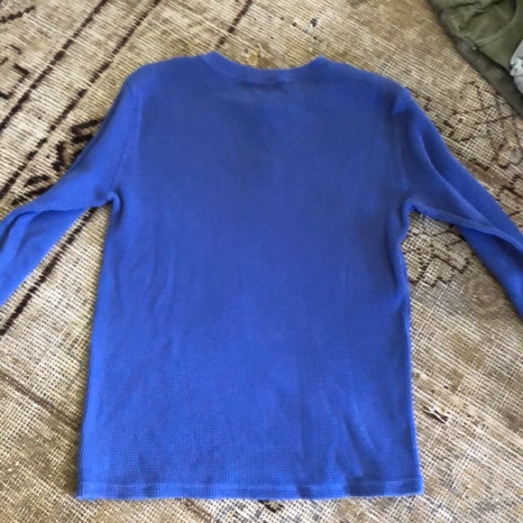 Blue Boys Long Sleeve Waffle Henley in Sz 12 - Picture 5 of 5